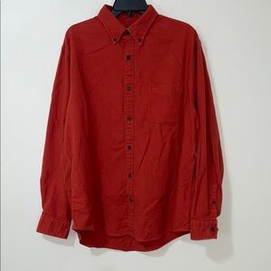 ☀️Save☀️Lands’ End burnt orange/red flannel buttondown longsleeve sz L 16-16 1/2